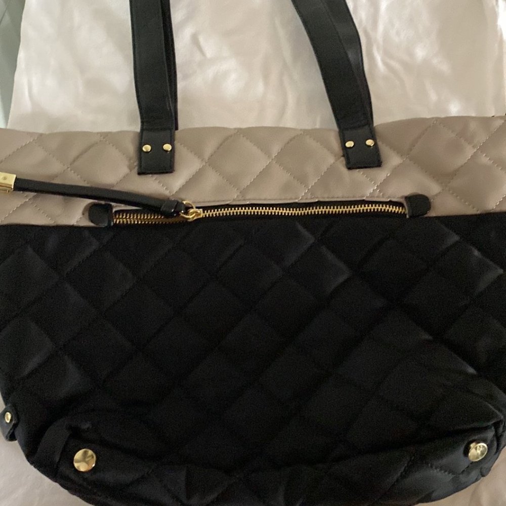 Black and grey quilted bag
